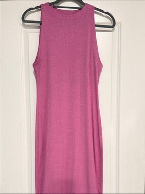 Vici Sleeveless Ribbed Maxi Dress in Fuchsia Pink